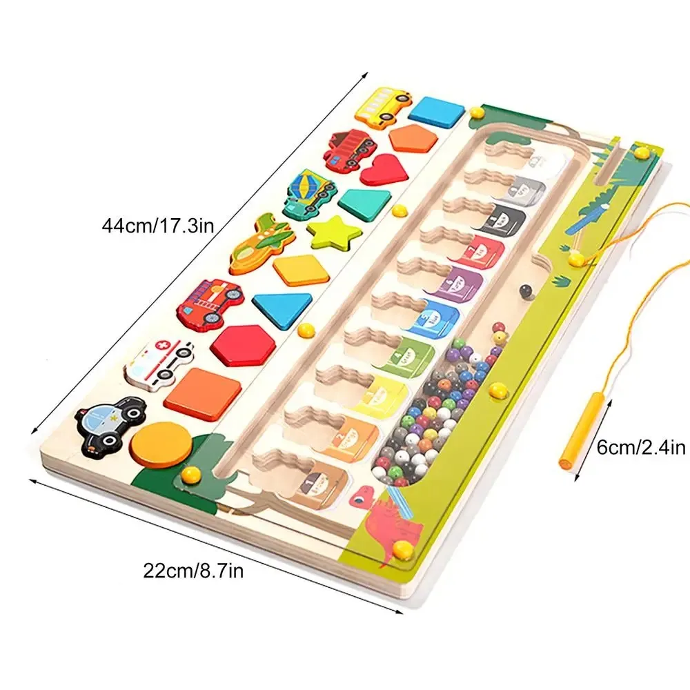 Montessori Wooden Toys Magnetic Color Sorting Maze Kid Shape Matching Puzzle Game Board Math Early Educational Toys for Children