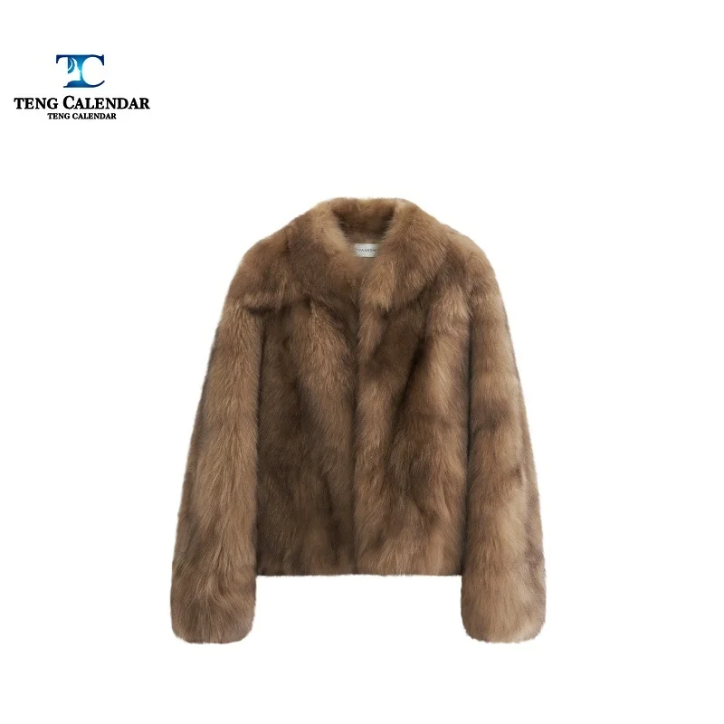 Mist Colored Imitation Fox Fur Grass, Short V-neck Furry Fur One-piece Coat, Women's Winter New Style