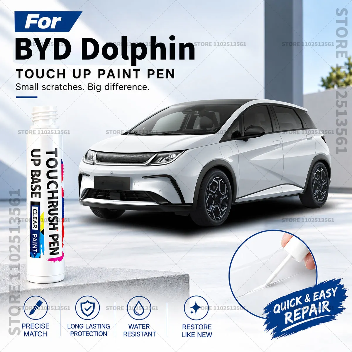 Automotive Paint Pen Car Scratch Remover Touch Up Repair Pen DIY Vehicle Paint Repair Tool Accessories For BYD Dolphin 2021-2025