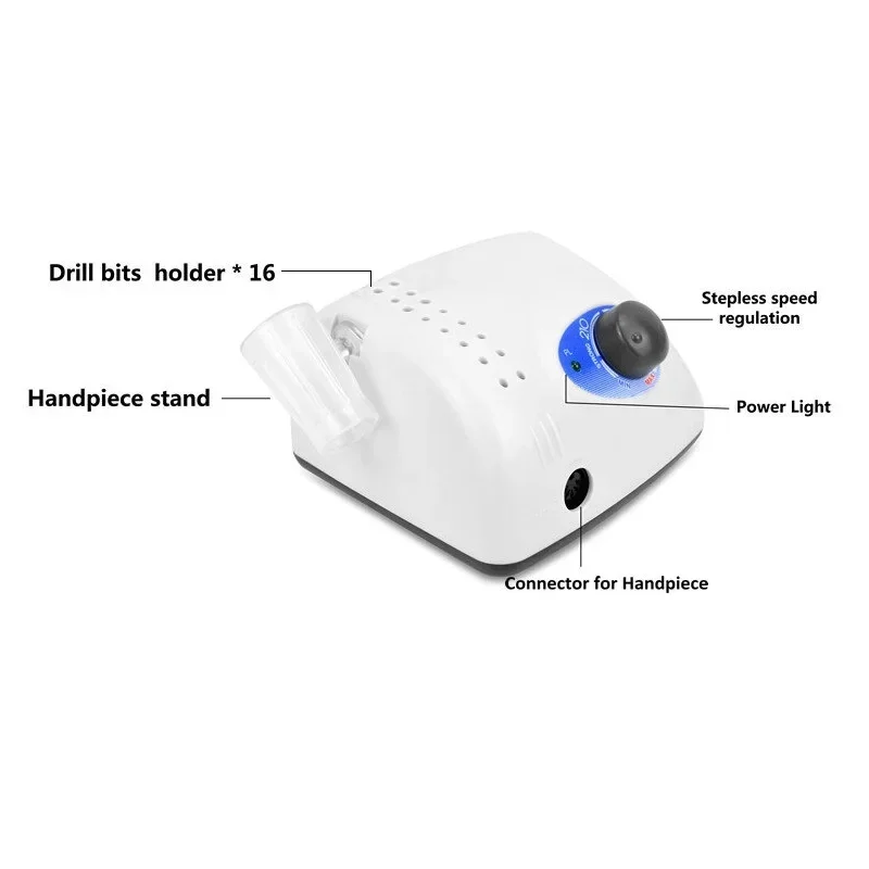 65W Dental Polishing Machine STRONG 210 Micromotor + E Type Handpiece Nail Drills Manicure Machine Electric File Bits