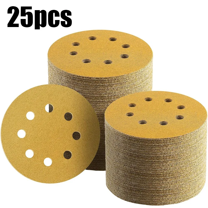 

25pcs 8 Hole 125mm Sandpaper Woodworking Metal Grinding Disc Abrasive Polishing Tool 60-800 Grit Sanding Discs