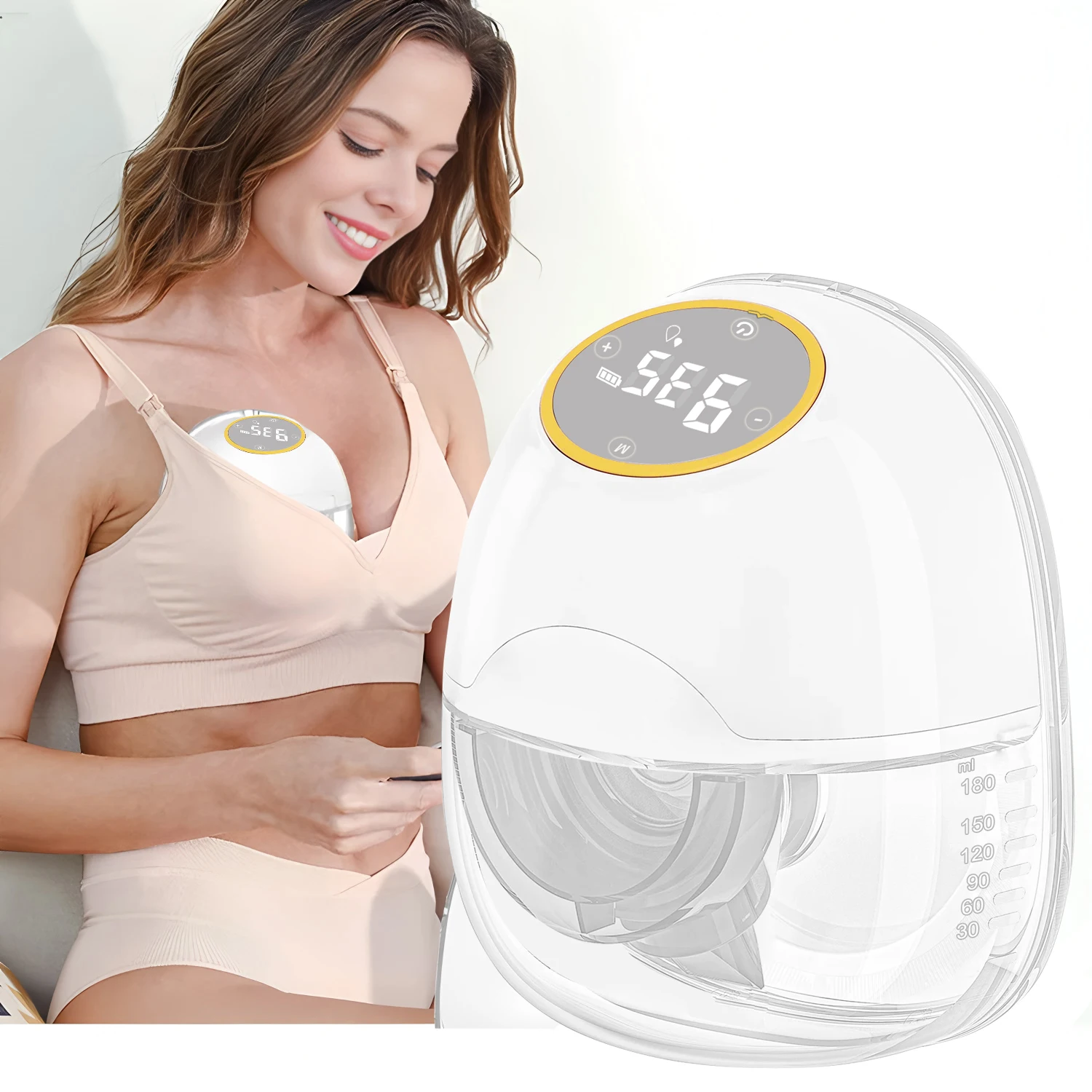 Electric Breast Milk Pumping Machine Handsfree BPA-Free Low Noise 3 Mode 9 Levels Intelligent Sucking Milk Wearable Breast Pump