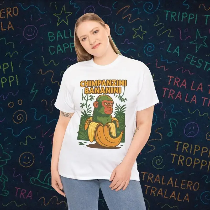 Chimpanzini Bananini Italian Brainrot Meme T Shirt Banana Ape Vector Cartoon Weirdcore Jungle