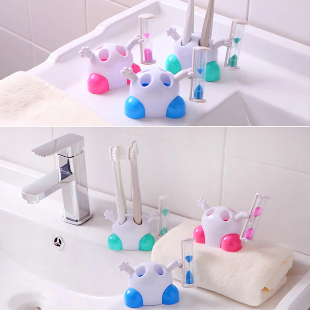 

1PC Cartoon Toothbrush Holder Timer 3 Minute Bath Storage Rack Ventilated Hygienic Kids ganizer Gift