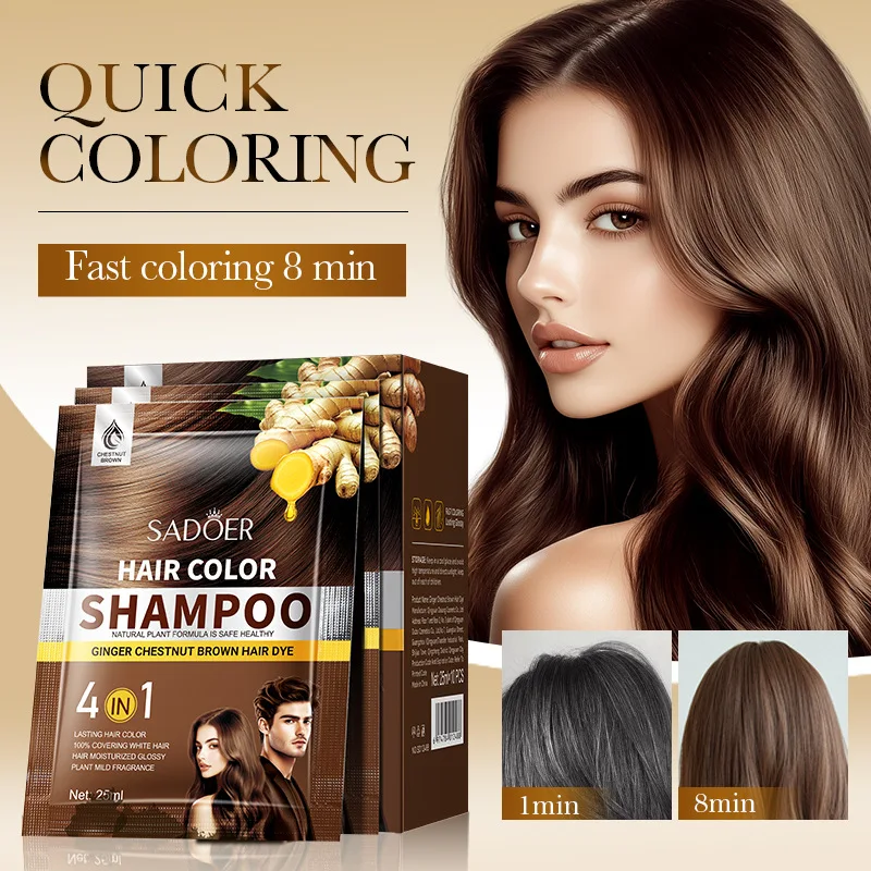 

4-in-1 Ginger Hair Treatment Sachet, No Bleach Formula with Botanicals, Nourishing Scalp & Hair Care, 25ml Travel-Friendly Pack