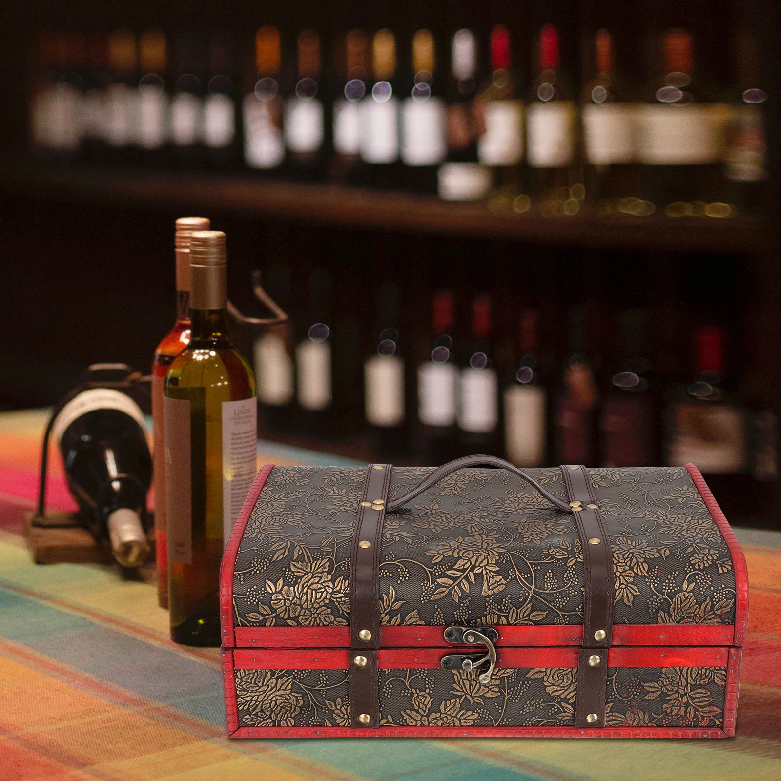 

wooden box retro bottle box decorative box gift box container holder packing case