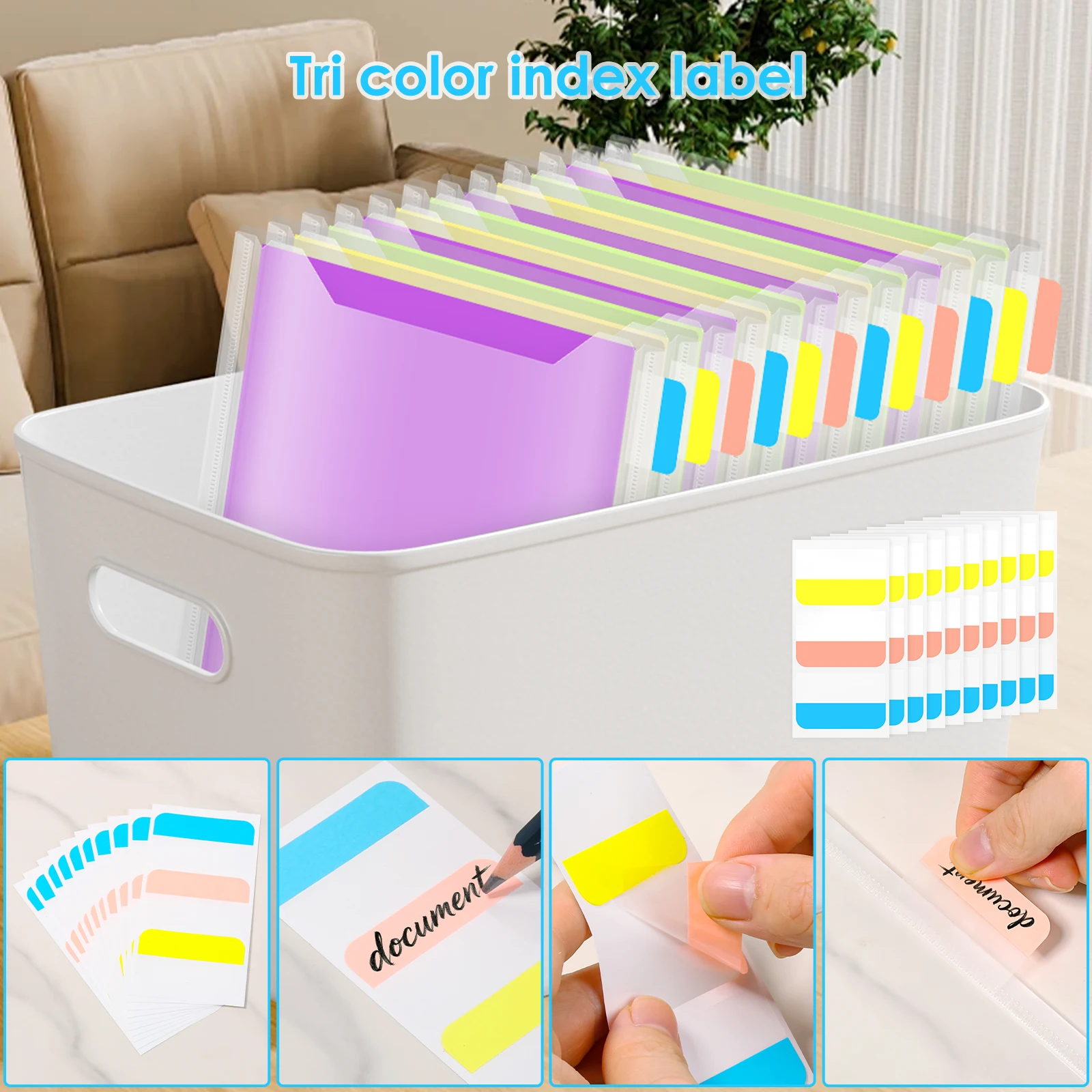 72/36Pcs Scrapbook Paper Organizer with Index Tab Storage Bags Multi-Size Paper Organization Storage for Cardstock File Invoice