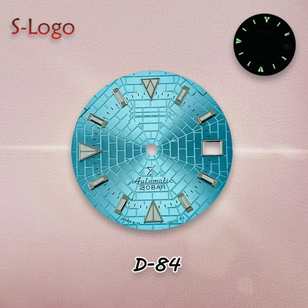 28.5mm NH35 Dial S Logo the Eight Diagrams spider web Dial Suitable For NH35/NH36/7S/4R Movement Green Luminous Watch Accessorie