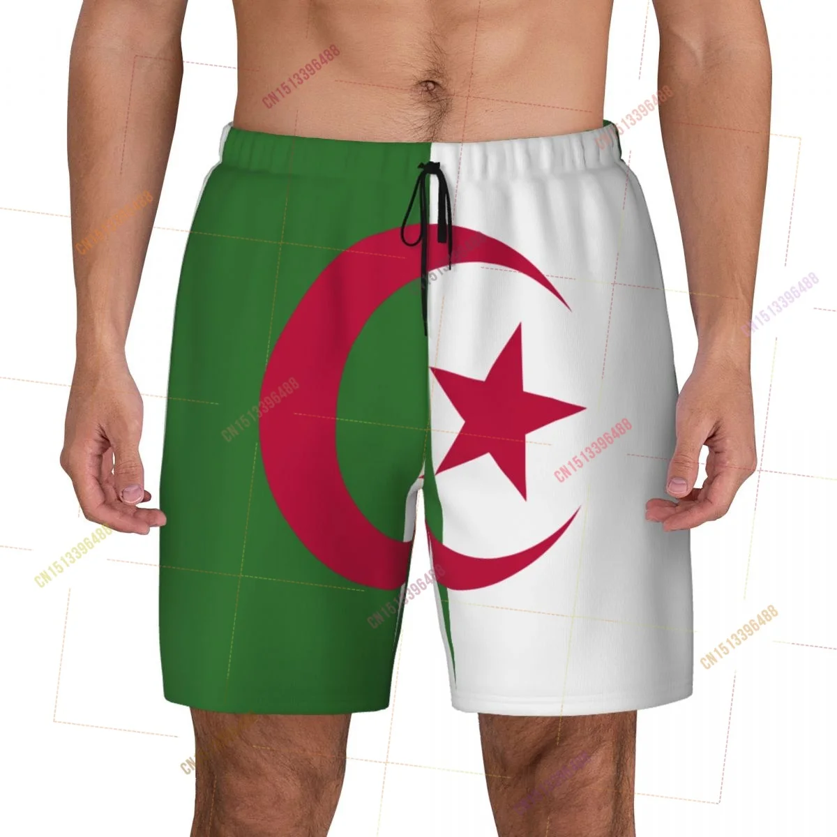 2026 Algeria Flag Top Print 3D Mens Swimming Trunks Hawaiian Bathing Beach 2 in 1 Quick-Dry Summer Swim Shorts With Pockets