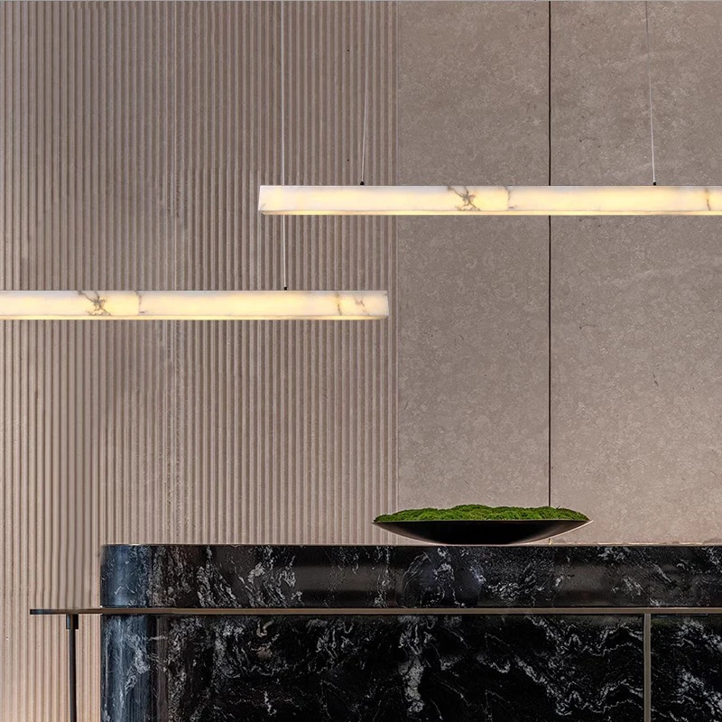 Spanish Style Gold Natural Marble Hanging Chandelier Ceiling Light Lustre Suspension Lamp for Dining Room Kitchen Island Decor