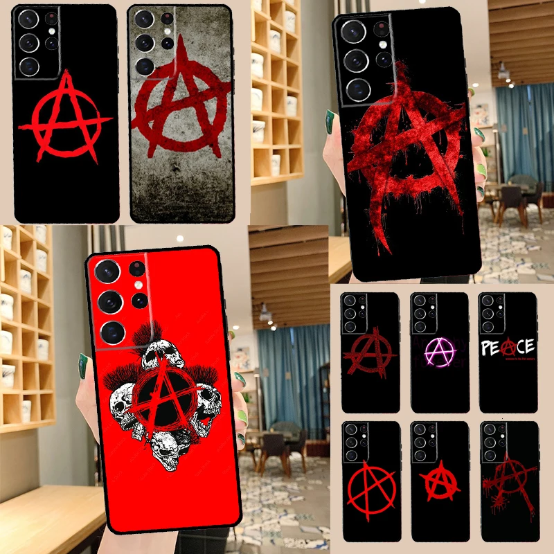 Anarchy Symbol A Phone Case For Samsung Galaxy S22 S23 S21 Ultra S20 FE S8 S9 S10 Plus Note 10 20 Ultra Cover