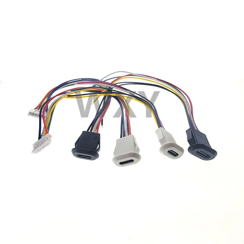 Imagen 2 del producto Conector USB tipo C de 2 pines, 4 pines, 6 pines, conector hembra con hebilla de tarjeta, 3A, puerto de carga de alta corriente, enchufe de cargador de USB-C