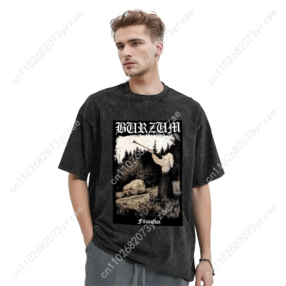 Burzum Retro Wash Tshirt Man Woman High Quality Vintage T Shirt Cotton Short Sleeves Fashion T-shirt Soft Breathable Tops