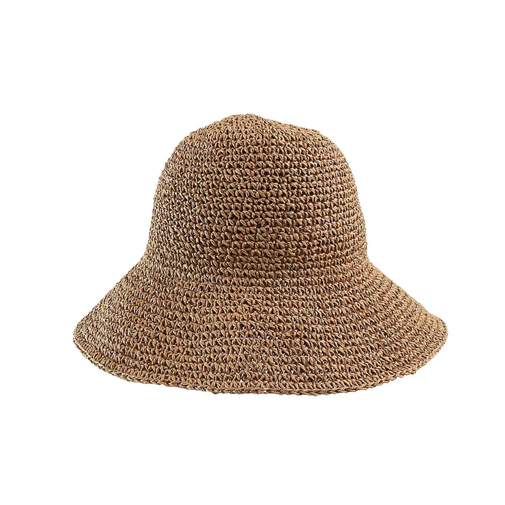 

1Pcs Wide Brim Sun Hat Straw Material Uv Protection Beach Bucket Hat for Summer Outdoor Travel Breathable Comfortable Khaki