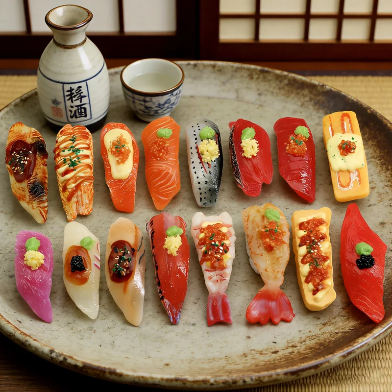 

PVC Fake Japanese Salmon Sushi Food Nigiri Sushi Onigiri Rice Ball Model Prop Decoration Ornament Simulation Home Decor