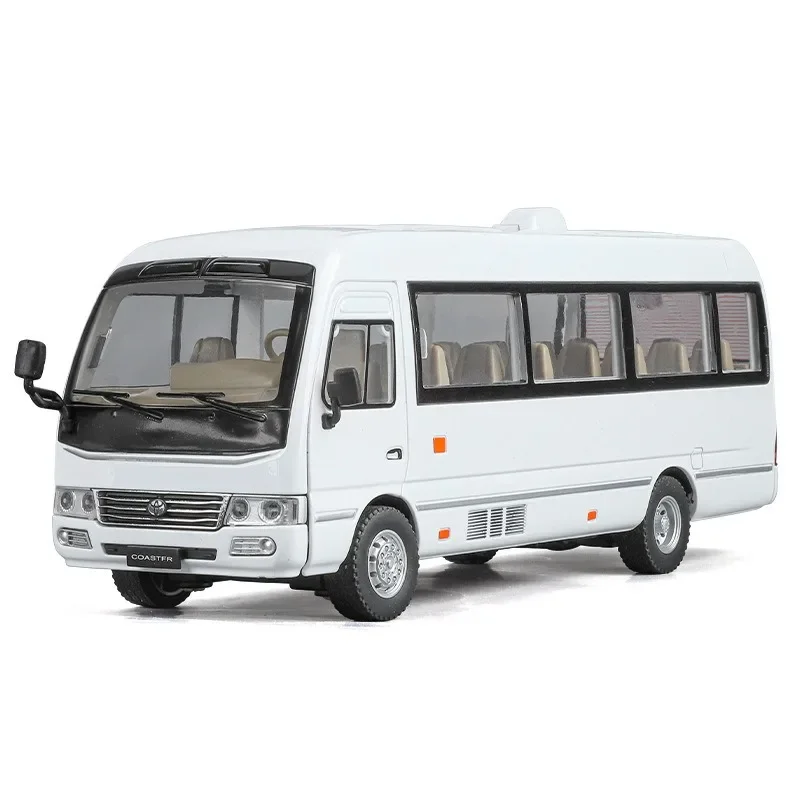 Toyota Coaster Bus Legierung Modell Sound und Licht Simulation 1:24 Zurückziehen Spielzeug Auto Sammlung Miniatur Voiture Kinder Junge geschenk