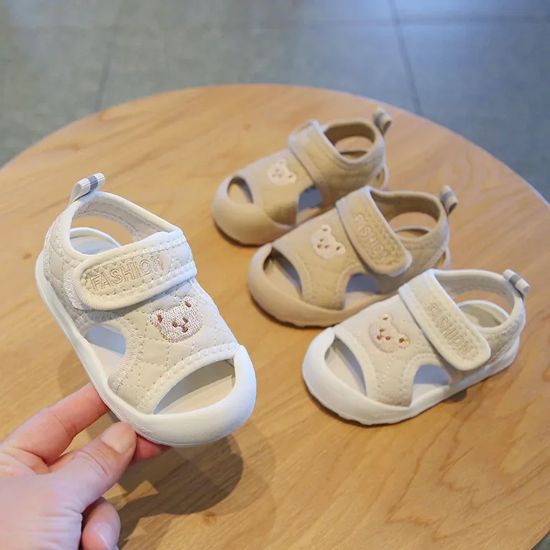 Sapato de toe fechado com sola macia antiderrapante infantil, baby sandals, meninos, meninas, infantil, crianças, criança, novo, verão