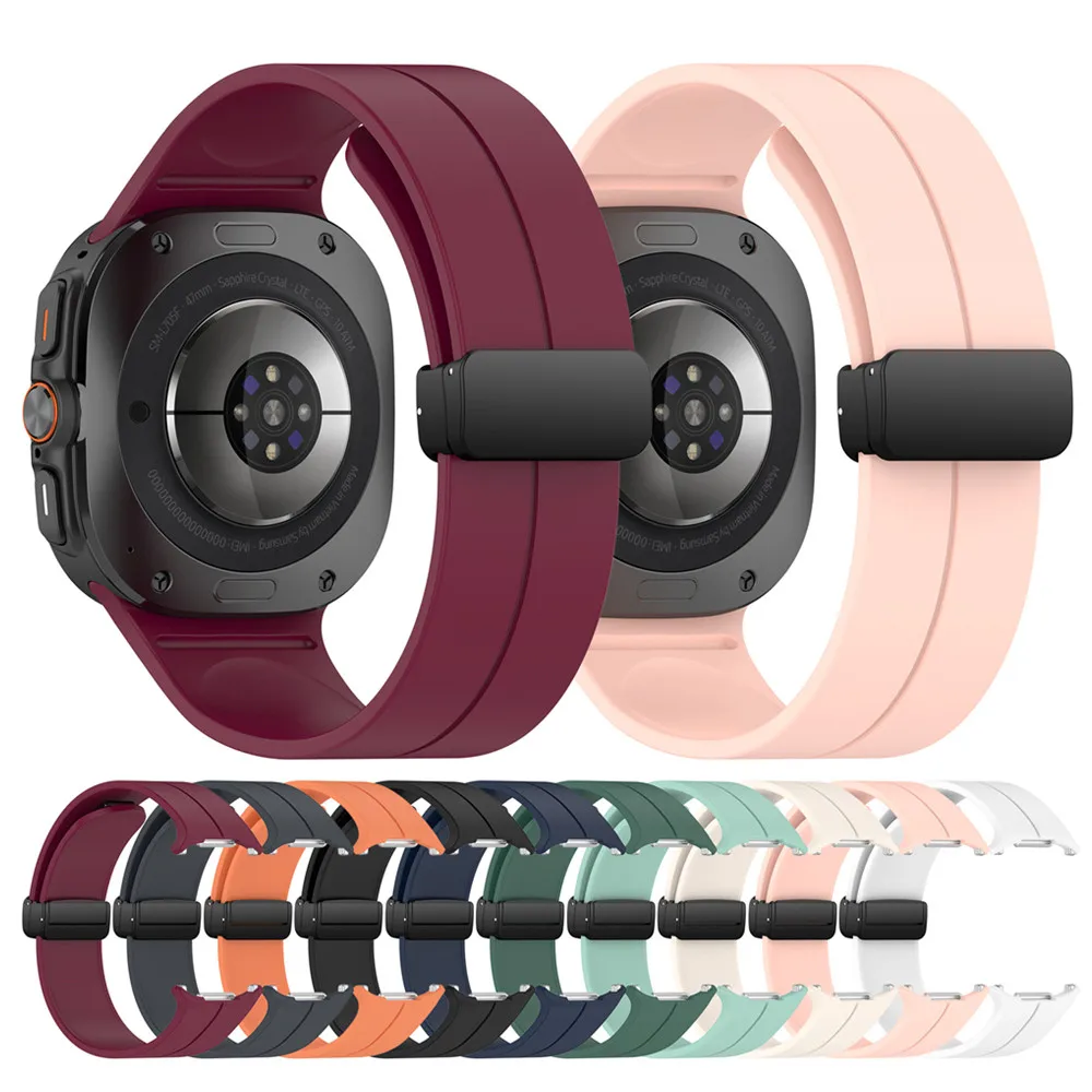 サムスンギャラクシーウォッチ用シリコンストラップ、ウルトラ、グルーブ、折りたたみ、バックルバンド、47mm