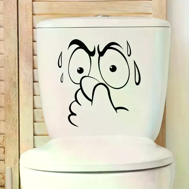 Funny Toilet Lid Sticker - Self-Adhesive Bathroom Decor With Expressive Face,No Residue Removable Toilet Cover, For Decor