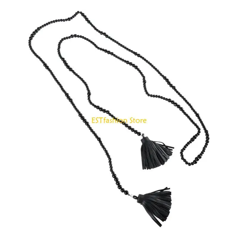 

Y5GC Elegant Beads Necklace Shoulder Chain Hand Beading Shoulder Necklace for Women