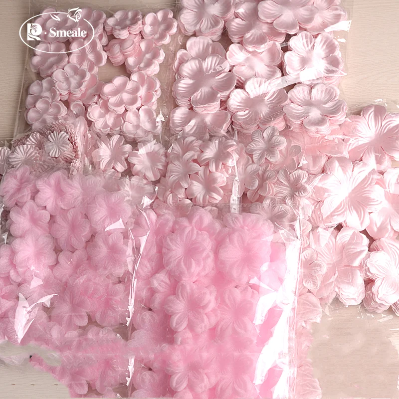 Materiali per abiti da sposa con fiori 3D, filati di jeans pirografici rosa, materiali per copricapo, fai da te, fatti a mano, RS1202, 200 pezzi
