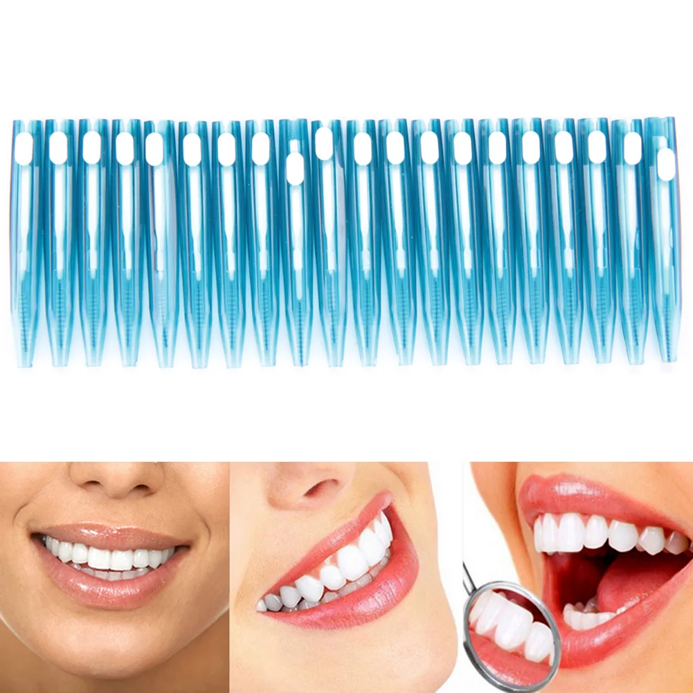 Cepillo de dientes Interdental 20 piezas, blanqueador, cabezal de hilo dental, cuidado bucal, tirantes de puente limpios, placa eliminada, estimula las encías