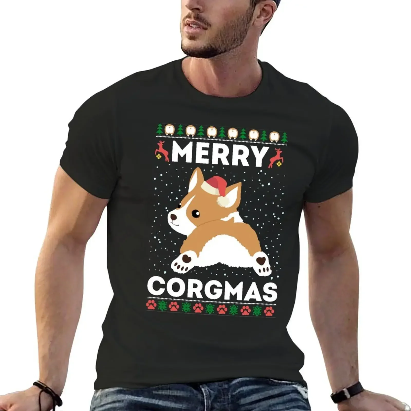 

Corgi Ugly Christmas Sweater Merry Corgmas Santa Corgi T-Shirt quick drying summer clothes mens designer clothes