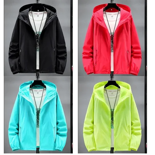 Imagen 2 del producto Hombres Mujeres adolescentes secado rápido protección solar delgada ligera Camping senderismo pesca chaqueta piel abrigo rompevientos S-7XL logotipo personalizado