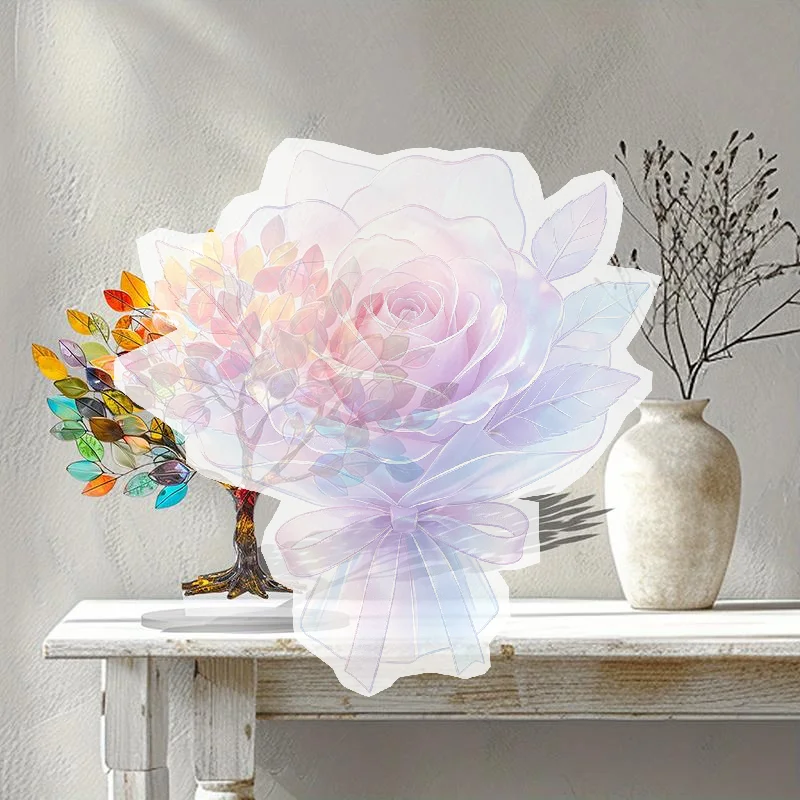 1Pcs Acrylic Lily Flower Ornament 2D Floral Art for Office Desk Living Room Desktop Modern Minimalist Decor