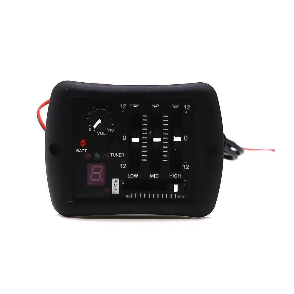 4-Bands EQ Equalizer Acoustic Guitar Preamp Piezo Pickup with Tuner Volume AMF 80-10K Battery Indicator