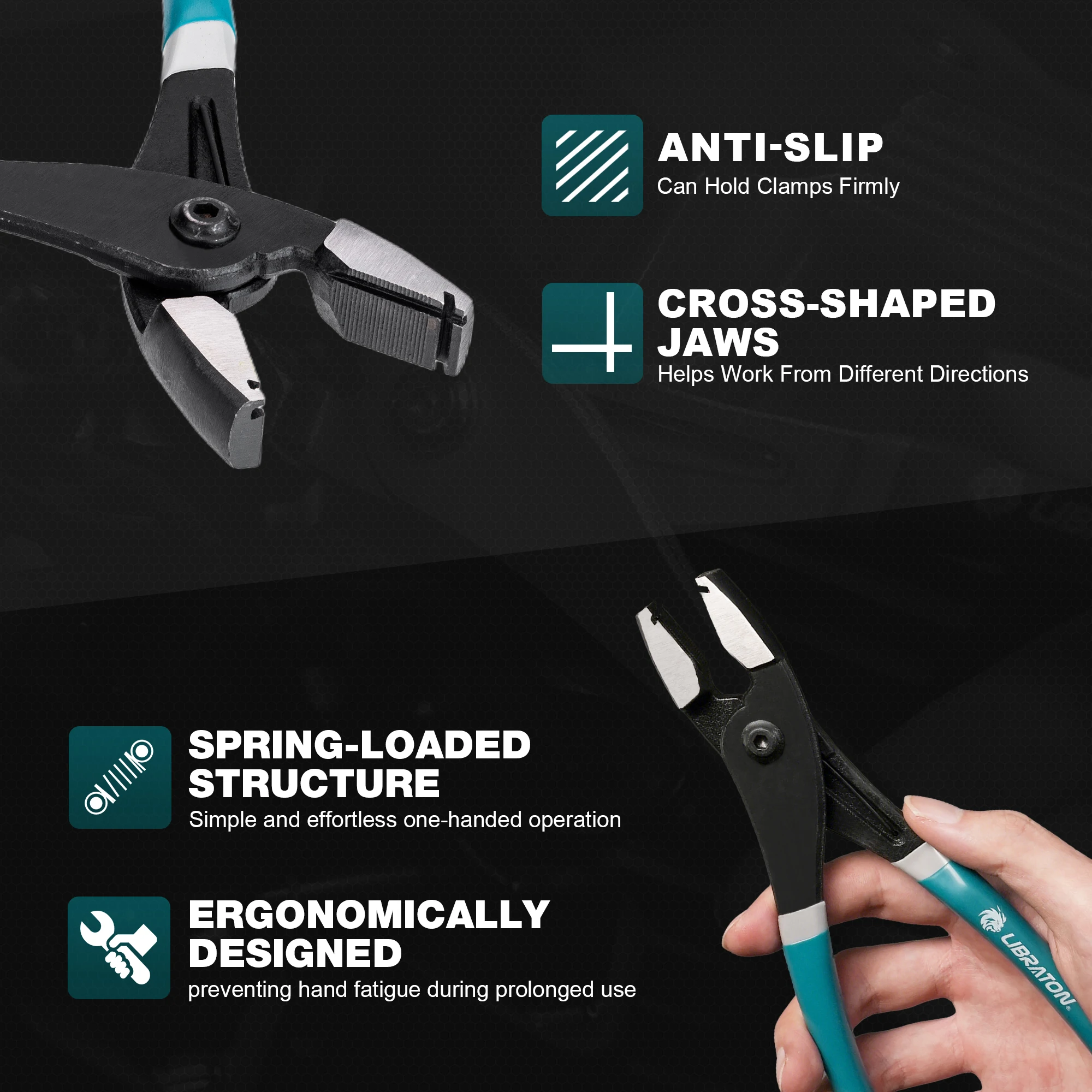 LIBRATON Hose Clamp Pliers, Collar Pliers, Car Clamping PliersHose Clamps Assembly and Disassembly Tool, for Car and Rotatable