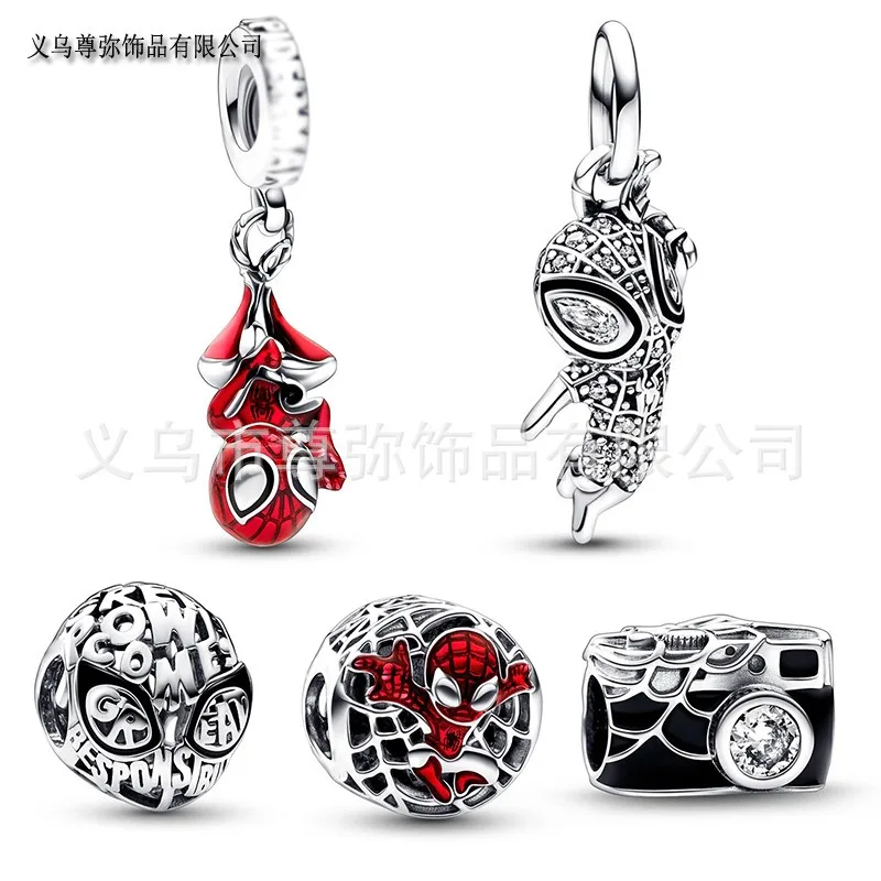 Marvel The Avengers Iron Man Charm Beads Fit Pandora 925 Silver Bracelet Spider-Man DIY Pendant Jewelry Gifts for Men Women Kids