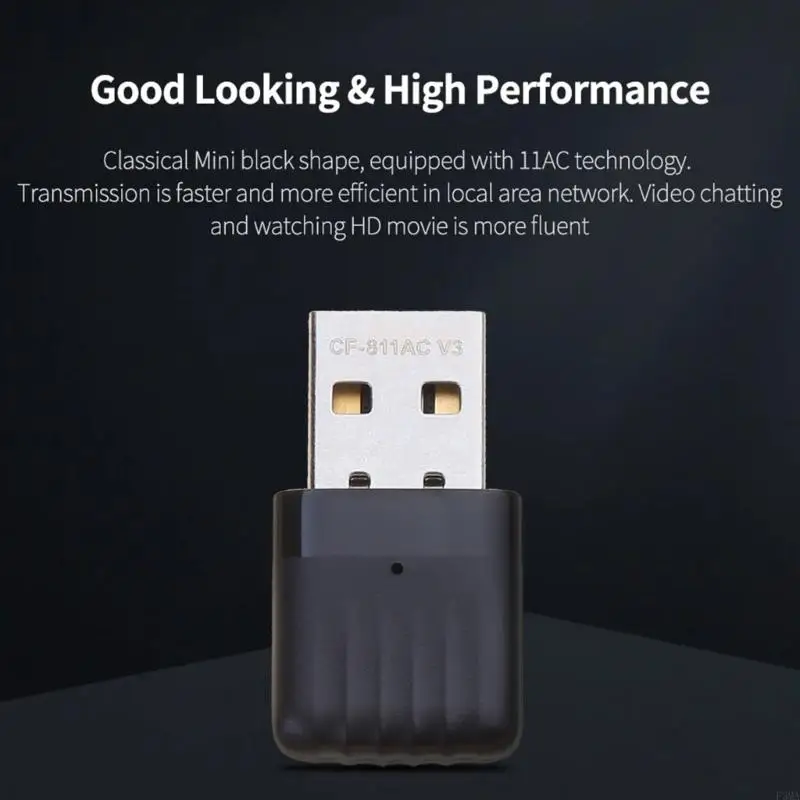 F3MA USB Wifi Dongle CF-811AC Adaptador USB WiFi 650Mb 2.4+5Ghz Conexión sin controlador