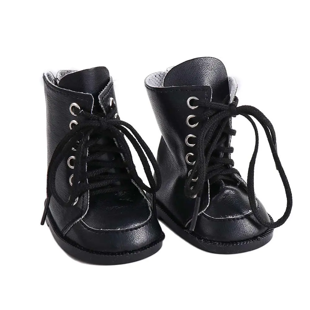 Black Cute Cotton Doll Reborn Doll PU Leather Dolls Accessories Mini Shoes Doll Boots Dolls Shoes