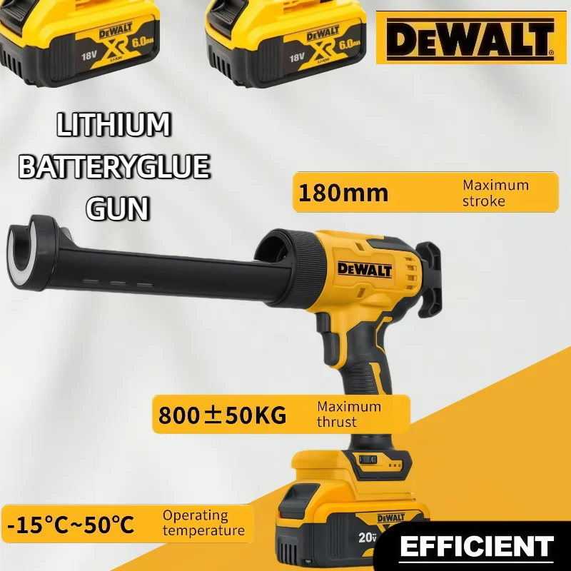 

DeWalt 20 В беспроводной электрический пистолет для уплотнения, 6 скоростей для дверей, окон, герметика для стекла, клеевой пистолет со светодиодной подсветкой
