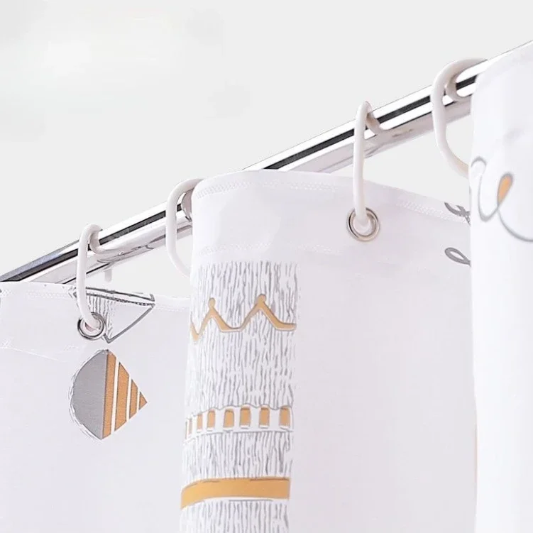 Shower Curtains Yellow Painting Print Bathroom Curtain Peva Fabric Waterproof Mildew Proof Modern Style with Hooks for Toilet