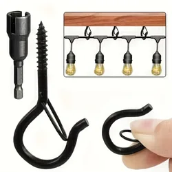 20pcs Outdoor Windproof Screw Hooks, Question Mark Lights Hooks With Safety Buckle, Ceiling Hooks For Hanging Christmas String