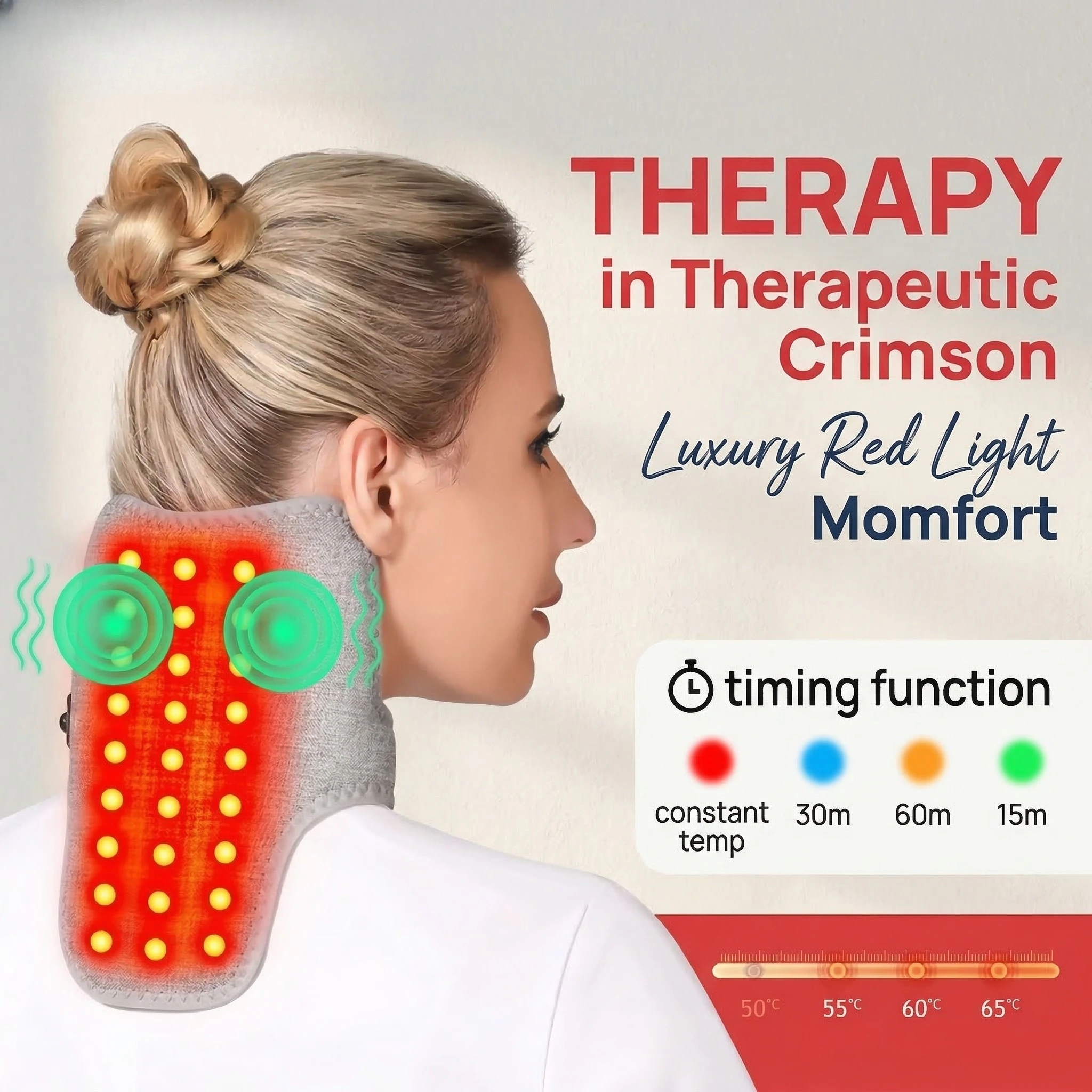 

Electric Red Light Heating Neck Belt 660-850nm Infrared Therapy Neck Pain Relief Cervical Protection Neck Vibration Massage Pad
