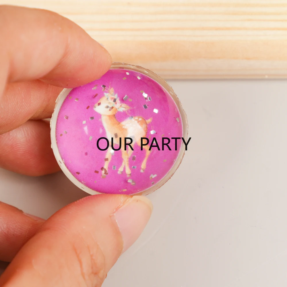 10Pcs Cartoon Jungle Animal Theme Glitter Jumping Bouncy Ball Outdoor Toys for Kids Birthday Party Favors Pinata Filler Gifts