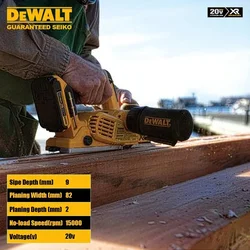 Dewalt-ワイヤレス電気プレーナー,充電式,20v,15000pm,幅82mm,深さ2mm,深さ9mm,ユニバーサル18vおよび60v