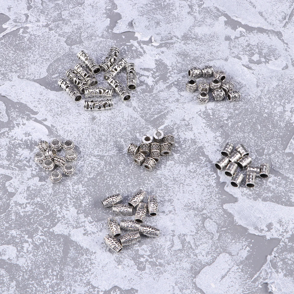 

60pcs Hair Braid Rings Alloy Dreadlocks Braiding Beads Lightweight Cuffs for Necklace Bracelet Making Hair Styling