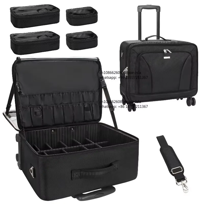 Large vanity case, trolley travel vanity case, large capacity makeup artist storage box