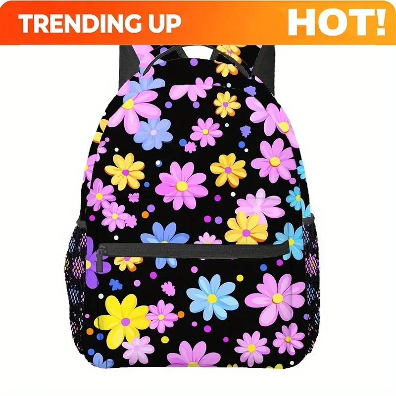 Custom Colorful Daisy Print Lightweight Foldable Backpack with Adjustable Straps, Large Capacity Multi-Layer Laptop Bag