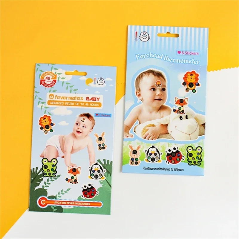 Leuke Cartoon Stick-On Koorts Stickers Nauwkeurige Voorhoofd Koorts Patch Continu Koorts Temperatuur Monitoring