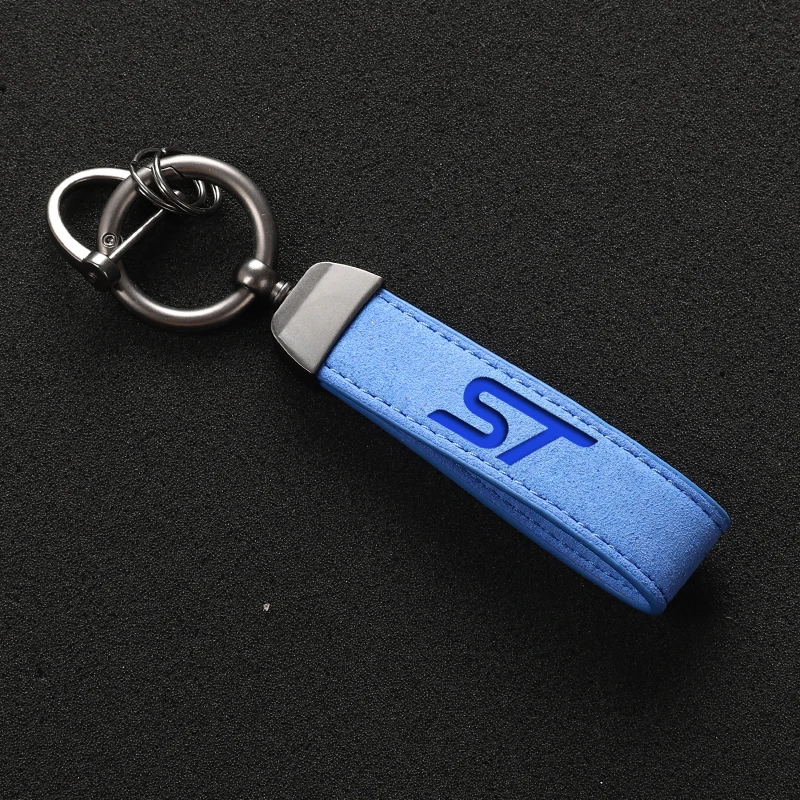 سلسلة مفاتيح سيارة من الجلد السويدي هدية عمل مع شعار كيرينغ اكسسوارات لفورد ST Focus ST Mondeo Fiesta Kuga Escape Explorer