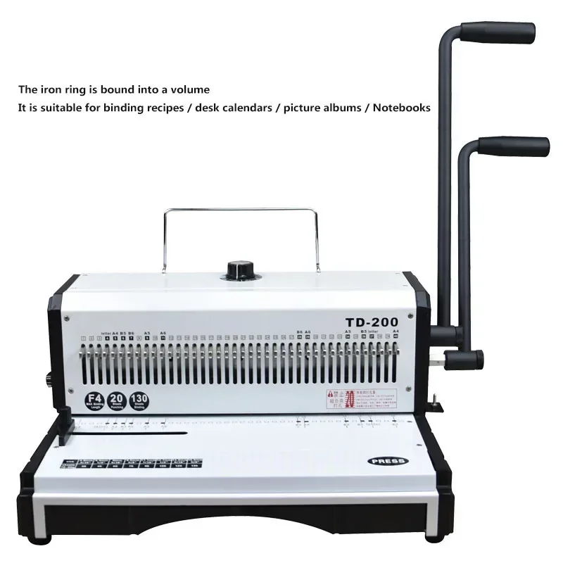 

Heavy-duty punching thick metal binding machine TD-200R Hot-selling manual 23-hole square and round hole binding machine