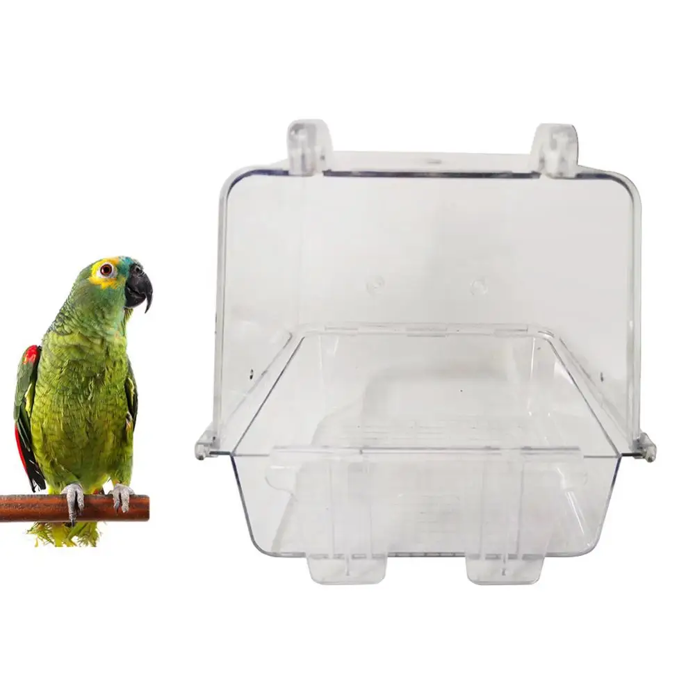 Hanging Pet Bird Parrot Clear Shower Bathing Tub Box Bathtub Cage Cleaning Tool