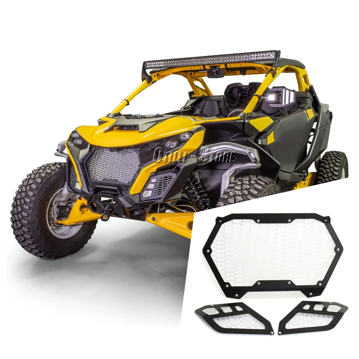 Utv grade dianteira guarda protetor grill capa protetora kit para can-am maverick r 2024 2025 utv acessórios