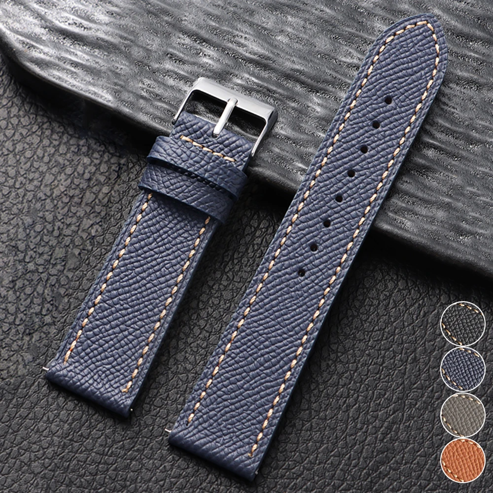 Bracelet de montre en cuir de vache, Vintage, fait à la main, pour Seiko, Omega, 18mm, 19mm, 20mm, 22mm, à dégagement rapide