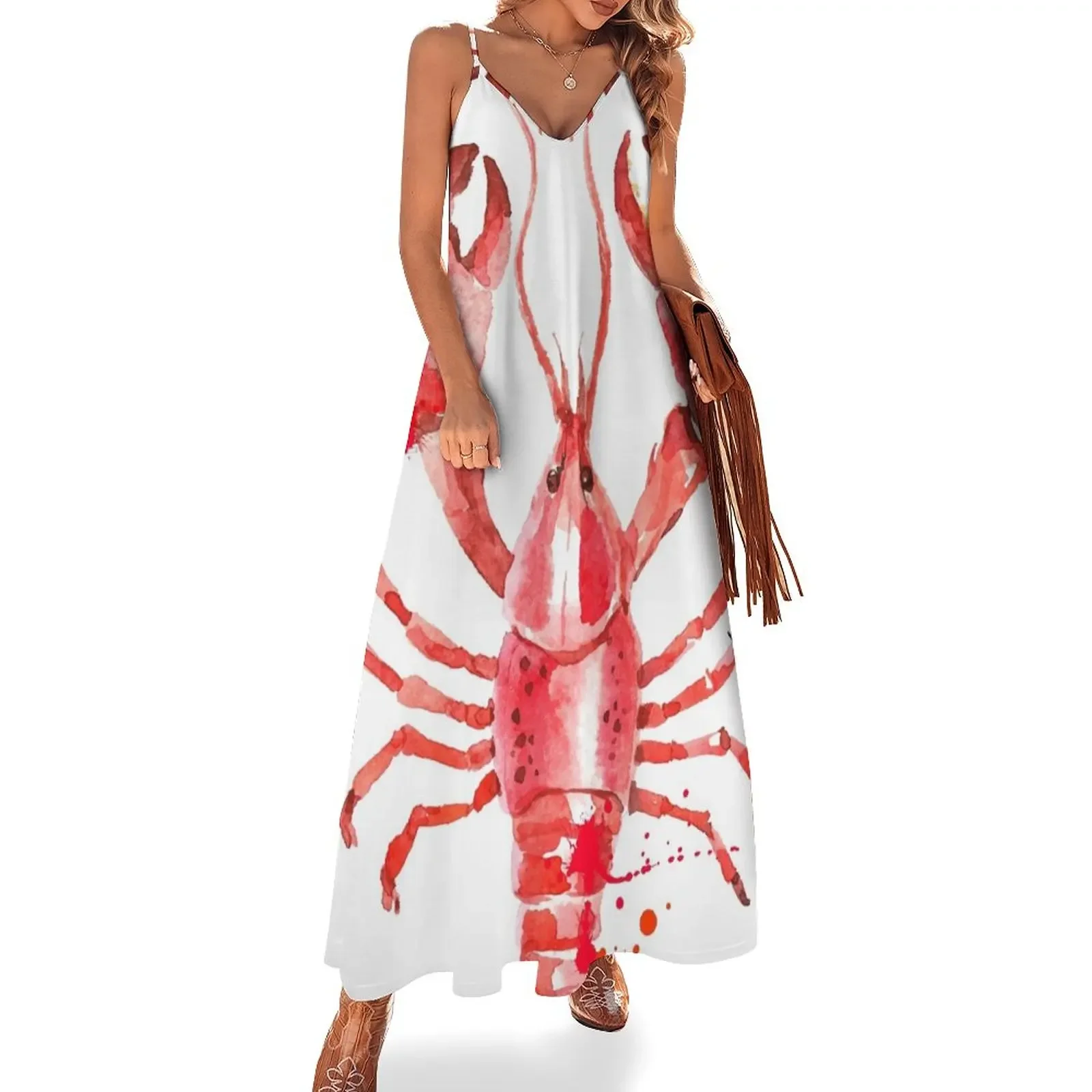 

That Fish Cray Red Lobster Illustration Sleeveless Dress Dresses dresses for women 2025 luxury designer party Dress